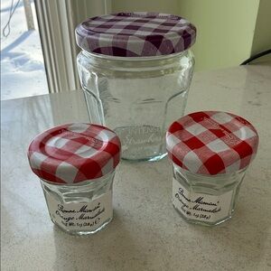 Bonne Maman Glass Empty Jars with Red and Purple Lids
